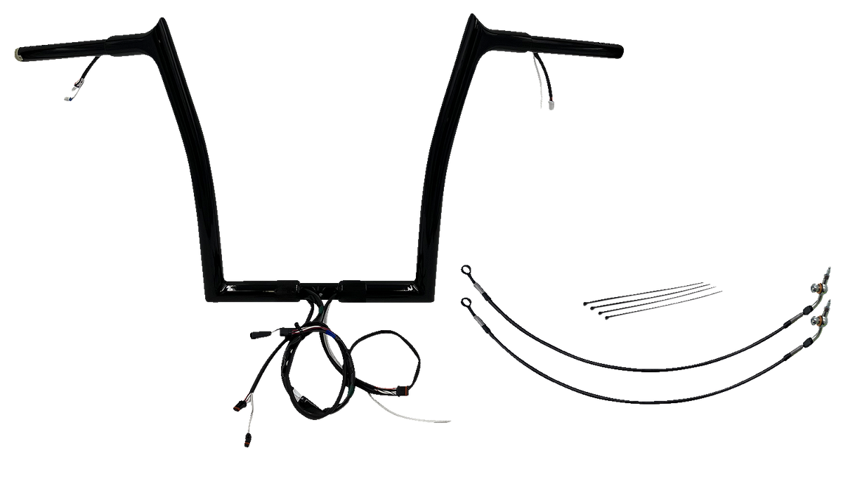 FAT BAGGERS INC. EZ Install Wired 1-1/4" Pointed Top Handlebar Kit - 14" - Black 902914-B