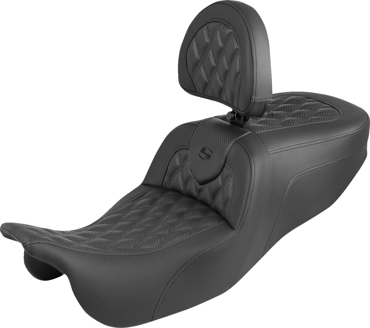 SADDLEMEN Roadsofa™ Seat - With Backrest - Carbon Fiber - Lattice Stitch - FLRT/FLTRT 815-07-206B0