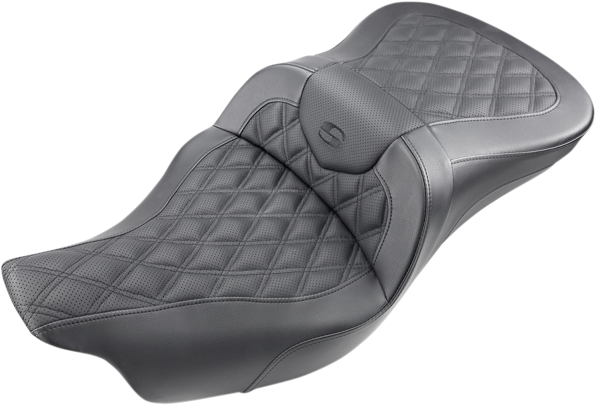 SADDLEMEN Roadsofa™ Seat - Full Lattice Stitch - without Backrest - Black - FL '09-'24 808-07B-182T