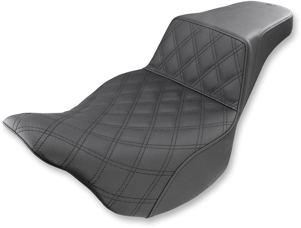 SADDLEMEN Step-Up Seat - Front Lattice Stitch - Black - Road Glide/Street Glide '08-'24 808-07B-172