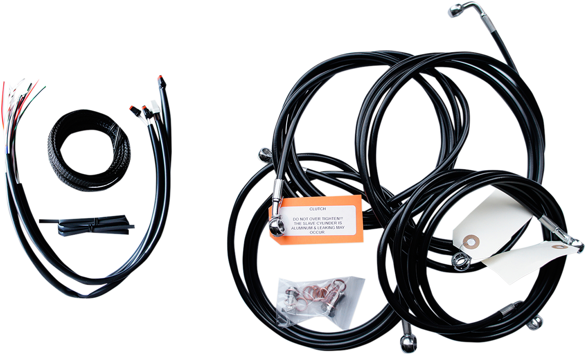 LA CHOPPERS Complete Black Vinyl Braided Handlebar Cable/Brake Line Kit - 12"-14" Handlebars - '16 FLH LA-8053KT2-13B