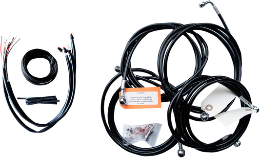 LA CHOPPERS Complete Black Vinyl Braided Handlebar Cable/Brake Line Kit - 12"-14" Handlebars - '16 FLH LA-8053KT2-13B