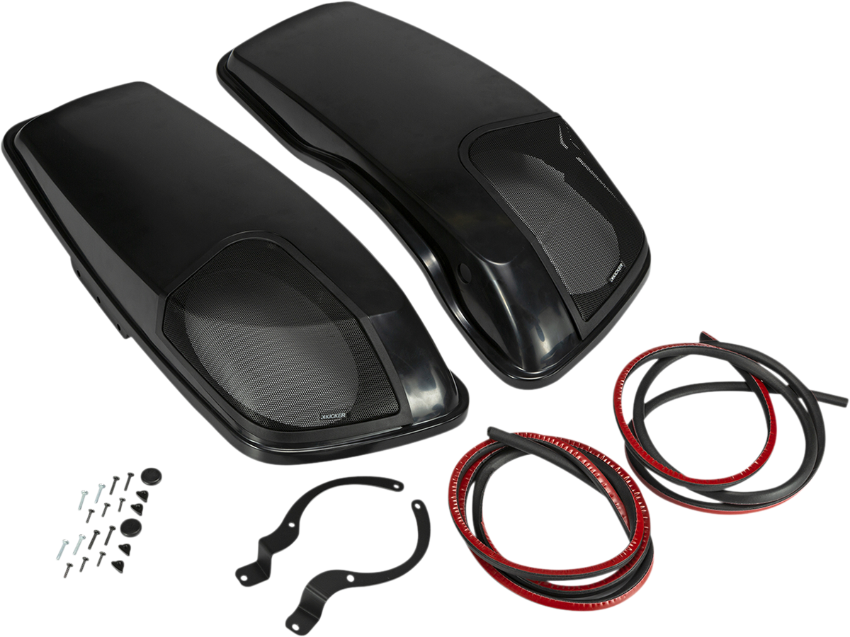 KICKER Speaker Lids - Vivid Black - without Speakers - '14-'23 FLHR/ FLHT/ FLHX/ FLTR 46HDBLVB