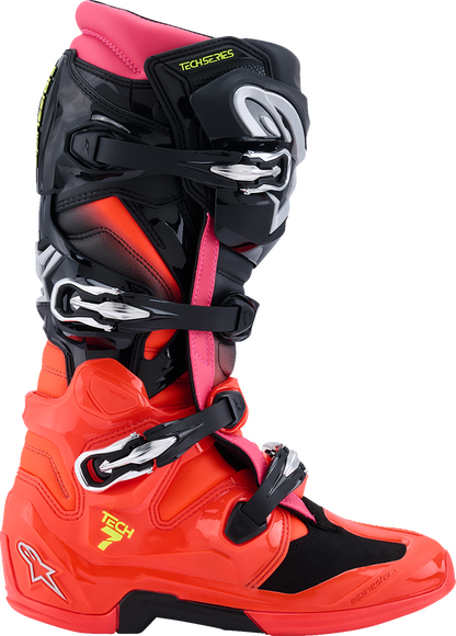 ALPINESTARS Tech 7 Boots - Black/Fluorescent Red/Fluorescent Pink - US 11 / EU 45.5 2012025-1576-11