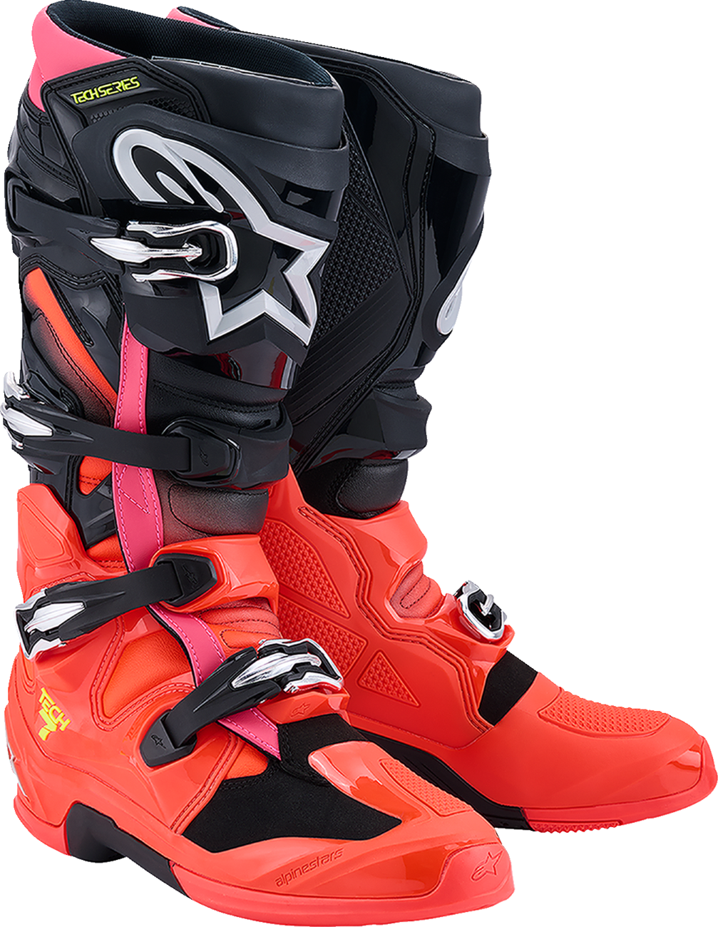 ALPINESTARS Tech 7 Boots - Black/Fluorescent Red/Fluorescent Pink - US 12 / EU 47 2012025-1576-12