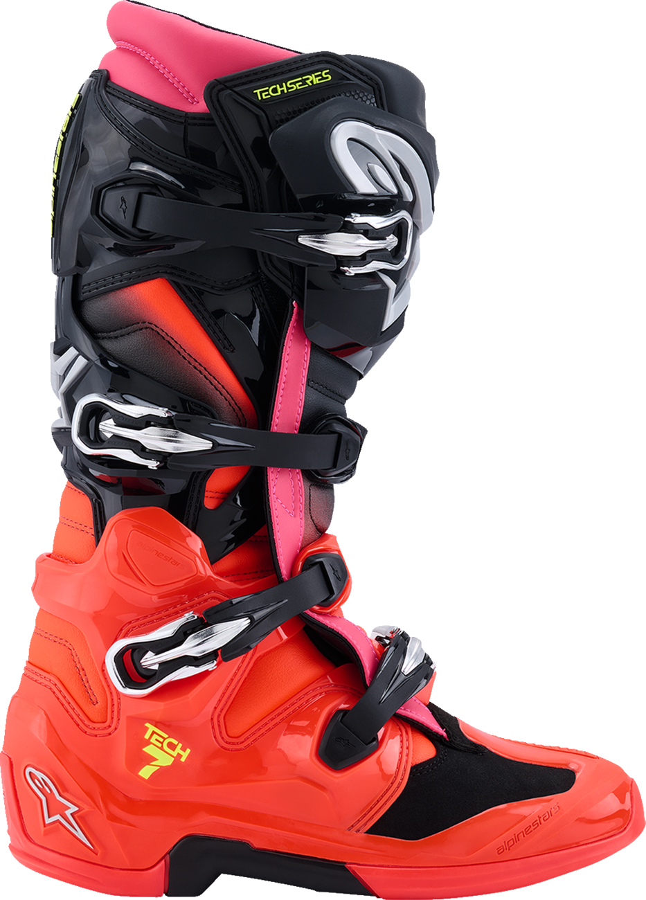 ALPINESTARS Tech 7 Boots - Black/Fluorescent Red/Fluorescent Pink - US 14 / EU 49.5 2012025-1576-14