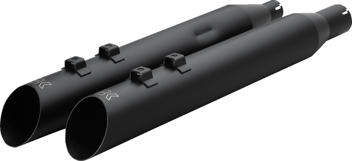 KHROME WERKS HP-Plus® Slip-On Mufflers - Slash-Up - 4"- M8 - Black 40FSL-1011-BLK