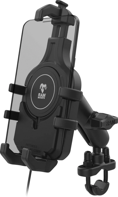 RAM MOUNTS Quick-Grip™ Pro Phone Handlebar Mount with Qi2 15W Wireless Charger RAM-B-149Z-PD5-W2MU