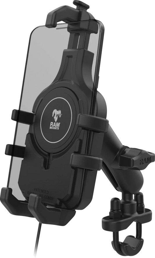 RAM MOUNTS Quick-Grip™ Pro Phone Handlebar Mount with Qi2 15W Wireless Charger RAM-B-149Z-PD5-W2MU