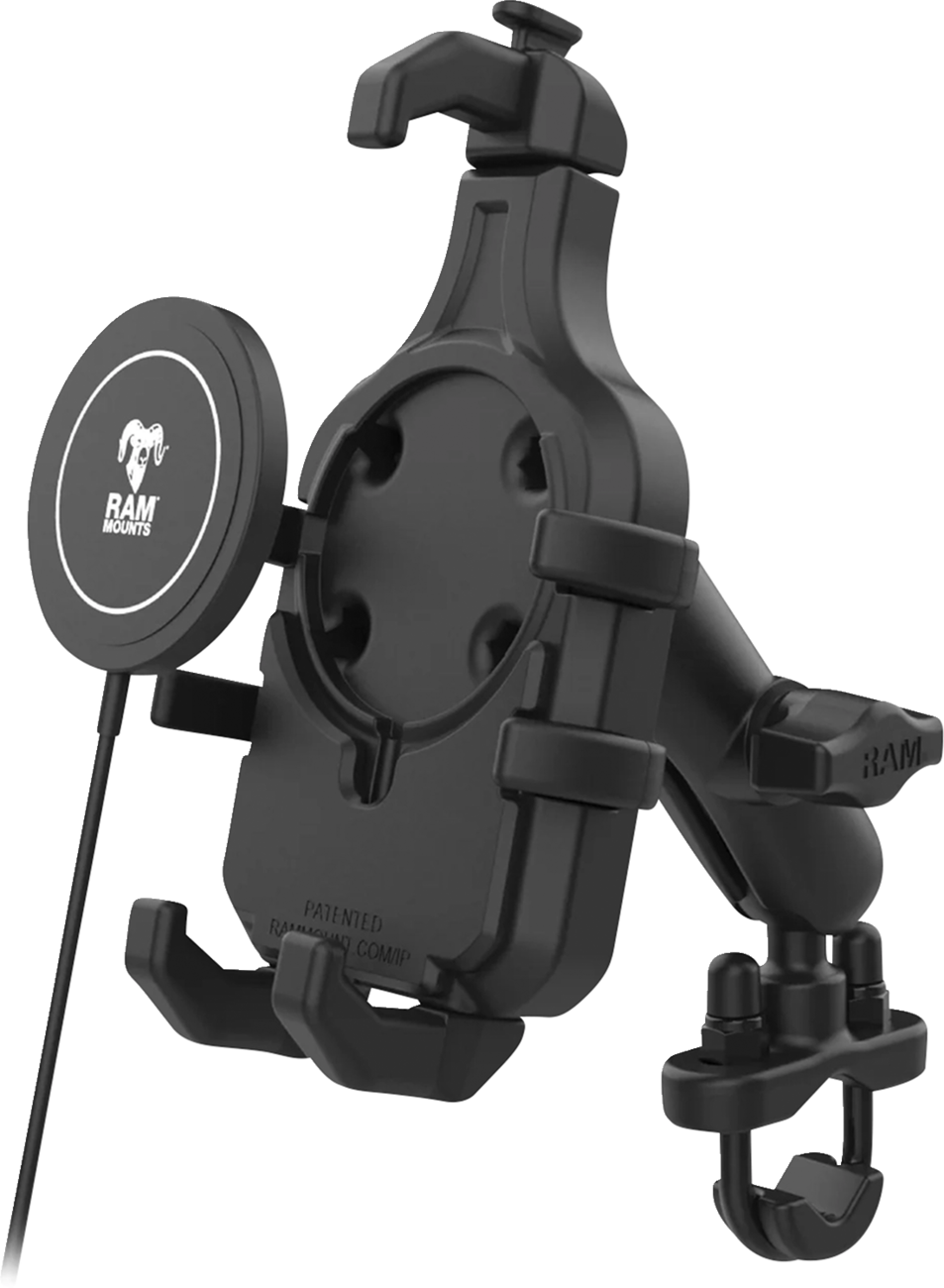 RAM MOUNTS Quick-Grip™ Pro Phone Handlebar Mount with Qi2 15W Wireless Charger RAM-B-149Z-PD5-W2MU